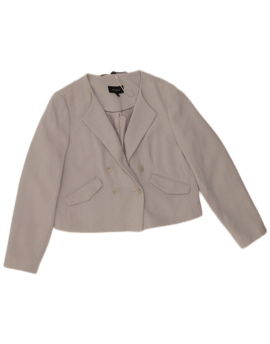 Marks & Spencer Veste blazer courte à double boutonnage pour femme UK 12 Gris moyen