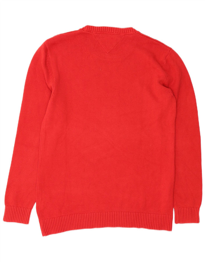 TOMMY HILFIGER Pull à col rond coupe classique pour homme en coton rouge moyen