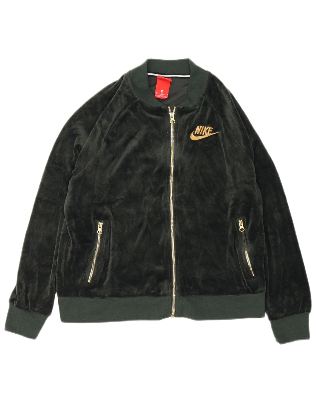 Nike Veste de survêtement en velours pour femme UK 14 Vert moyen Polyester
