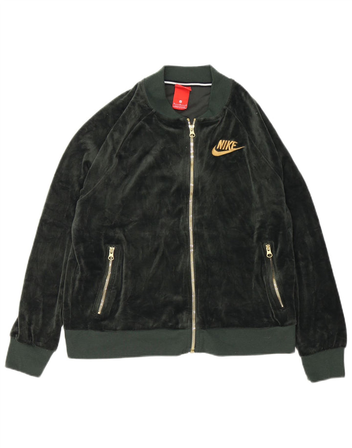 Nike Veste de survêtement en velours pour femme UK 14 Vert moyen Polyester