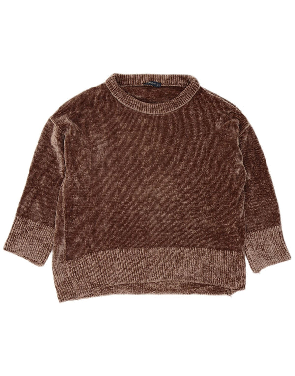 Zara Pull surdimensionné à col bateau en velours pour femme UK 16 Large Marron