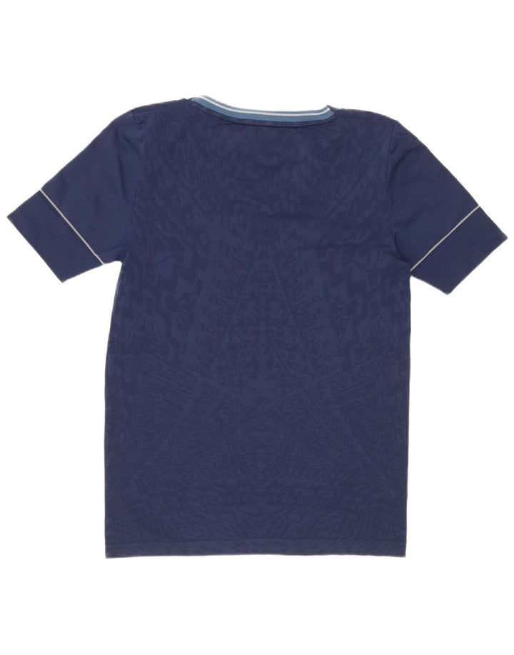 Adidas Womens Running Abstract Pattern T-Shirt Top UK 8/10 Petit Bleu Marine