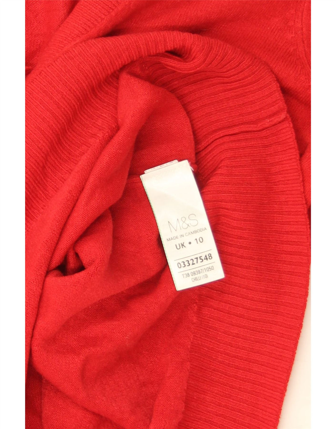 Marks & Spencer Pull col en V pour femme UK 10 Petit Acrylique Rouge