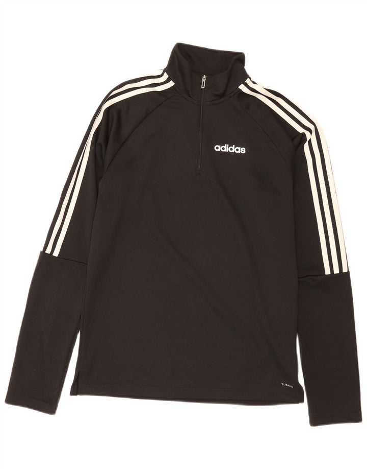 Adidas Hommes Climalite Zip Neck Pull Survêtement Top Petit Noir Polyester
