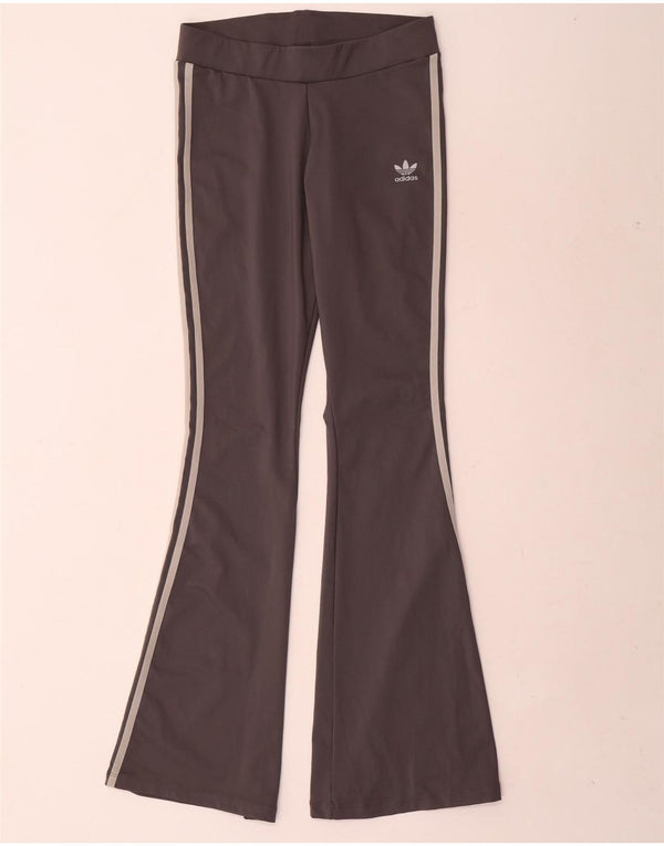 Adidas Femmes Flare Leggings UK 12 Gris Moyen Polyester