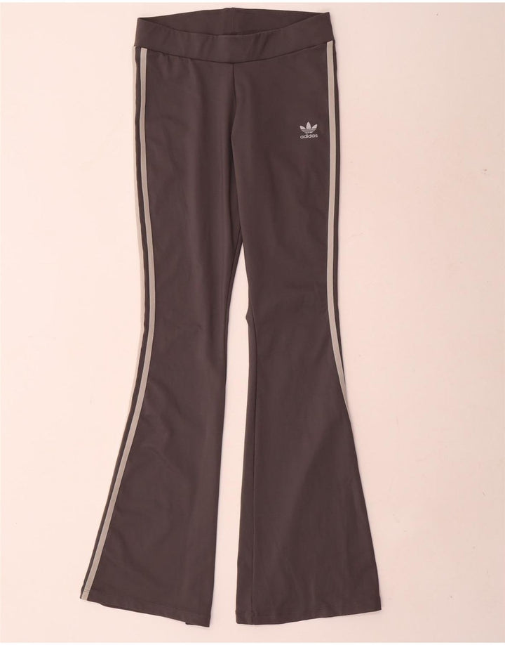 Adidas Femmes Flare Leggings UK 12 Gris Moyen Polyester