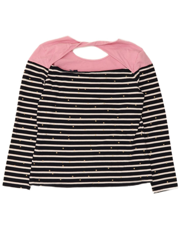 Superdry Top à manches longues pour femme UK 12 en coton rayé bleu marine moyen