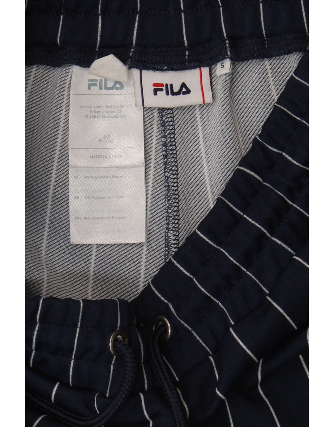 Fila Short de sport graphique homme petit bleu marine rayé en polyester