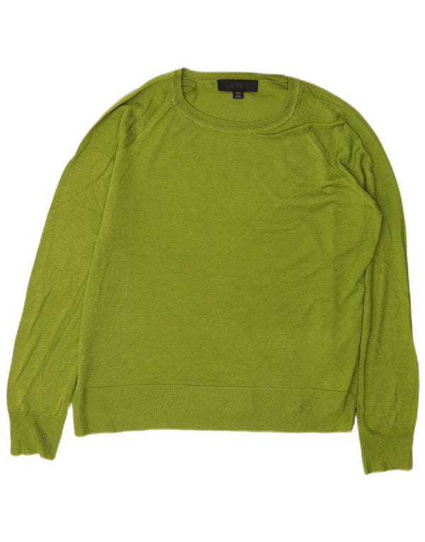 Zara Pull surdimensionné à col bateau pour femme UK 10 Small Vert Viscose