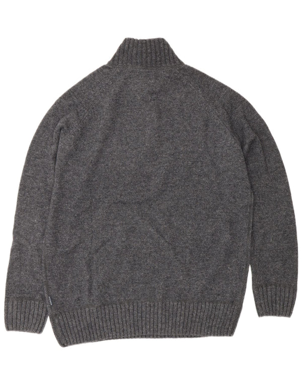 Howick Pull à col zippé pour homme en laine grise