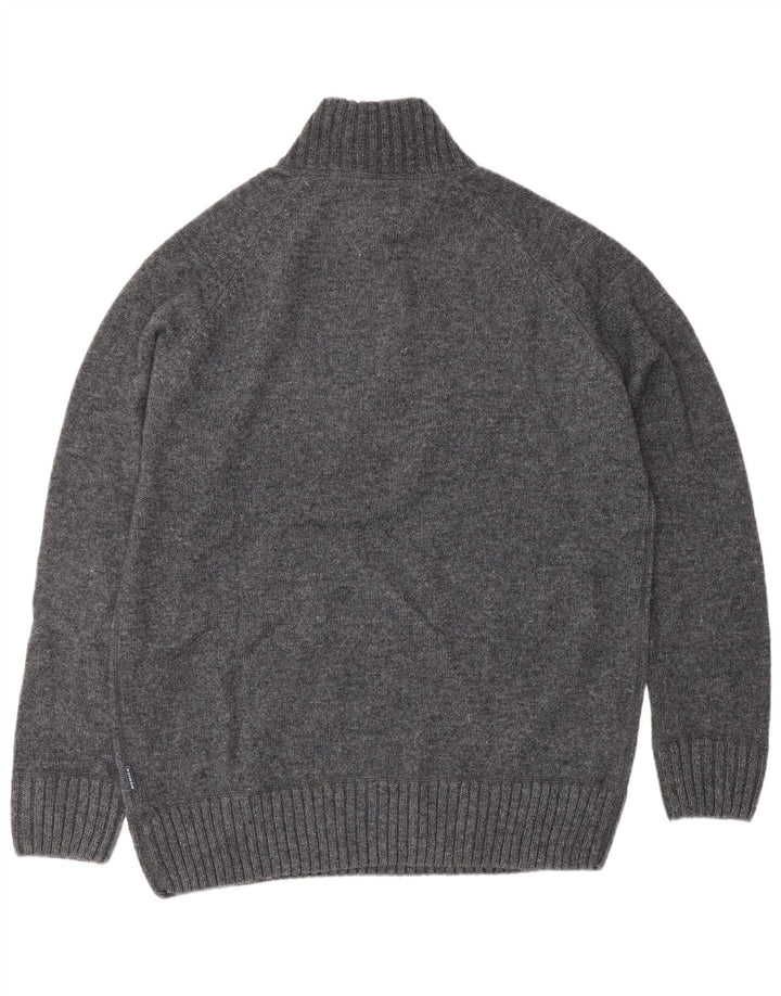 Howick Pull à col zippé pour homme en laine grise
