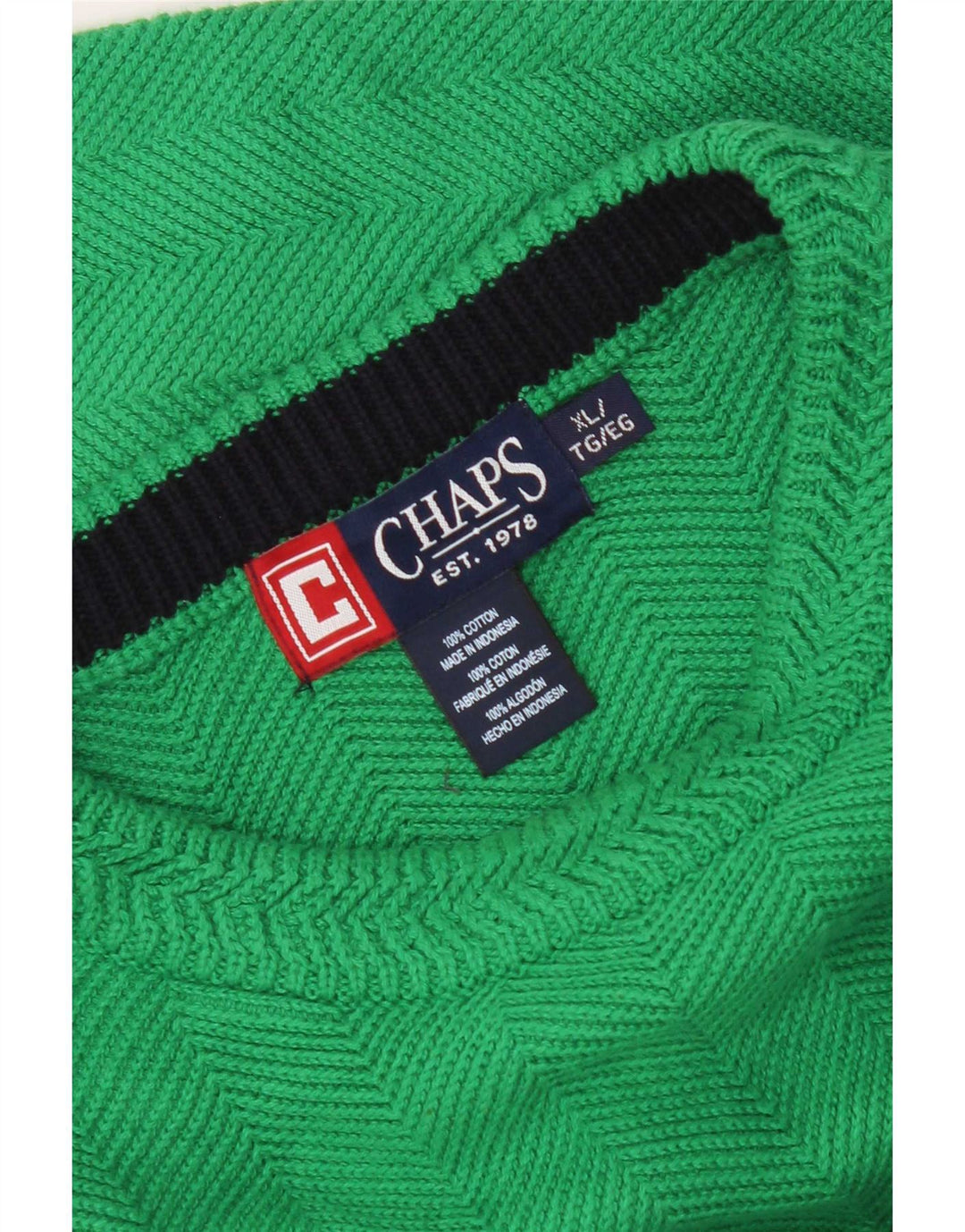 Chaps Pull col rond pour homme XL en coton à chevrons vert