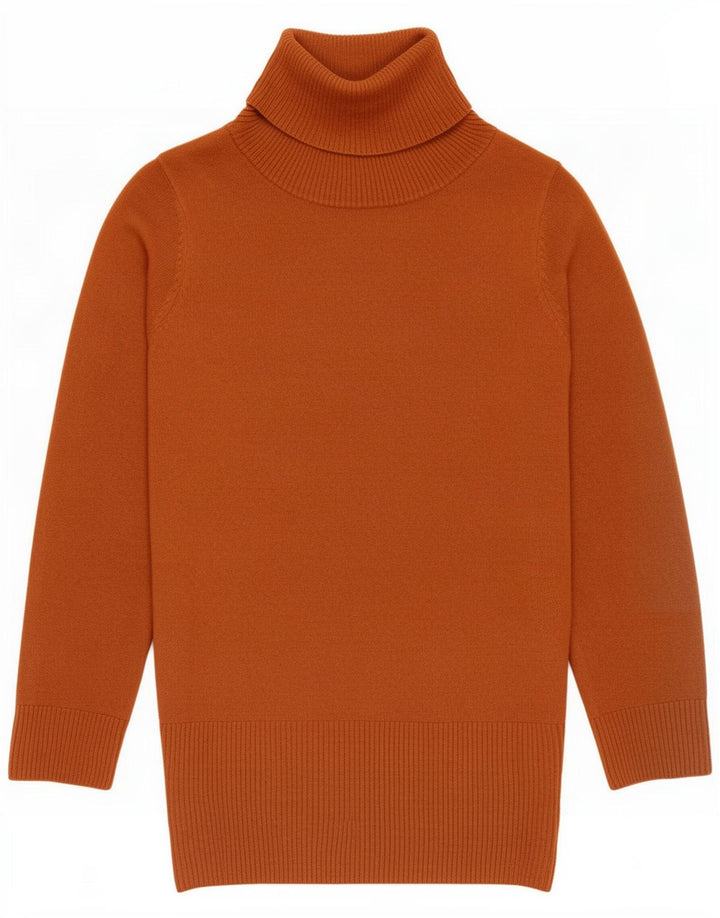 Marks & Spencer Pull long à col roulé pour femme Marron moyen UK 12