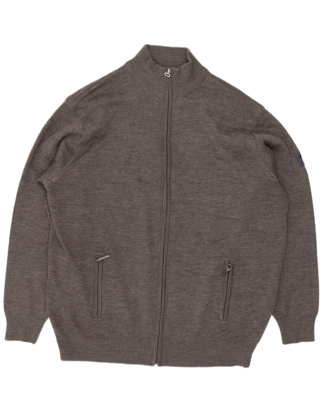 vintage Mens Cardigan Pull 5XL Gris Laine Mérinos