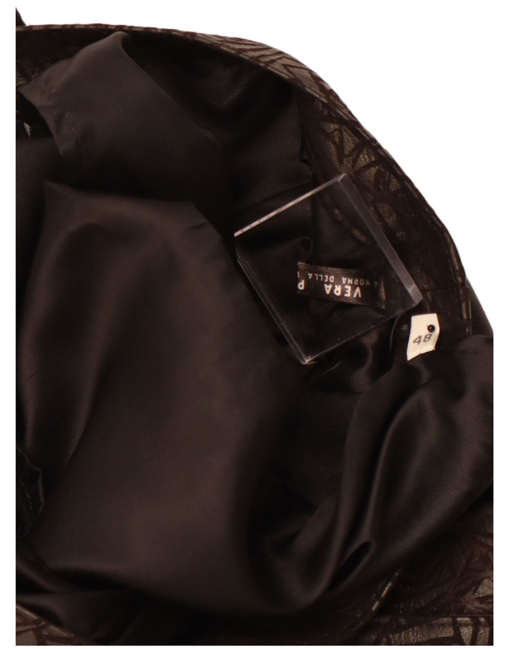 VINTAGE Jupe en cuir femme W30 Cuir géométrique noir moyen