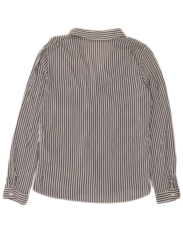 Zara Femme Chemise Coupe Ample UK 6 XS Bleu Rayé Viscose
