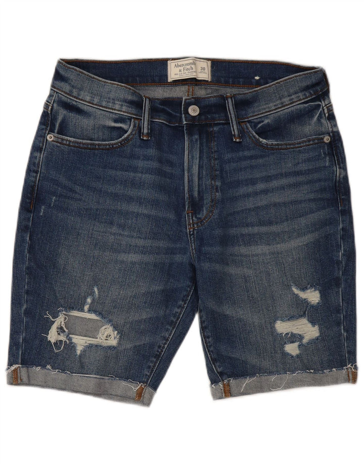 Abercrombie & Fitch Short en jean vieilli W30 en coton bleu moyen pour femme