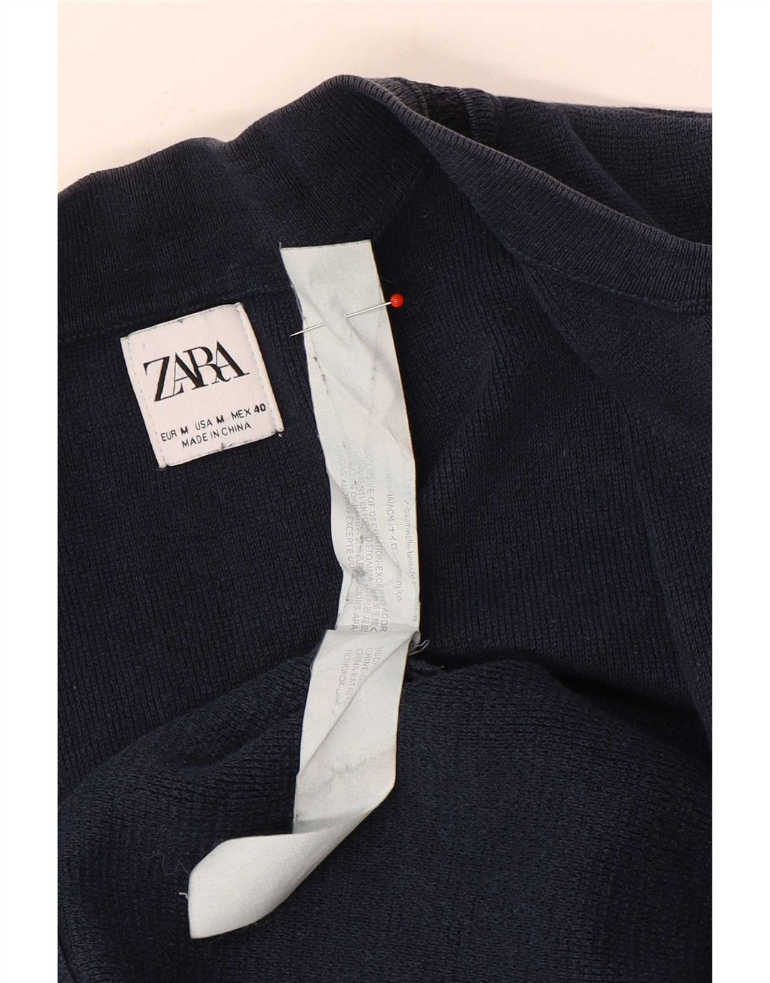 Zara Homme Cardigan Pull Bleu Marine Moyen Rayure Fine