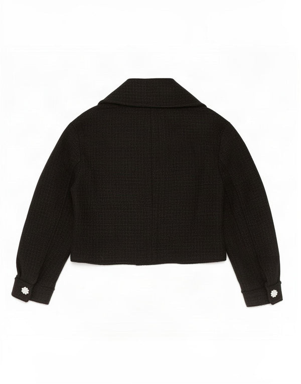 Zara Womens Crop 3 Button Blazer Jacket UK 6 XS Acrylique Noir