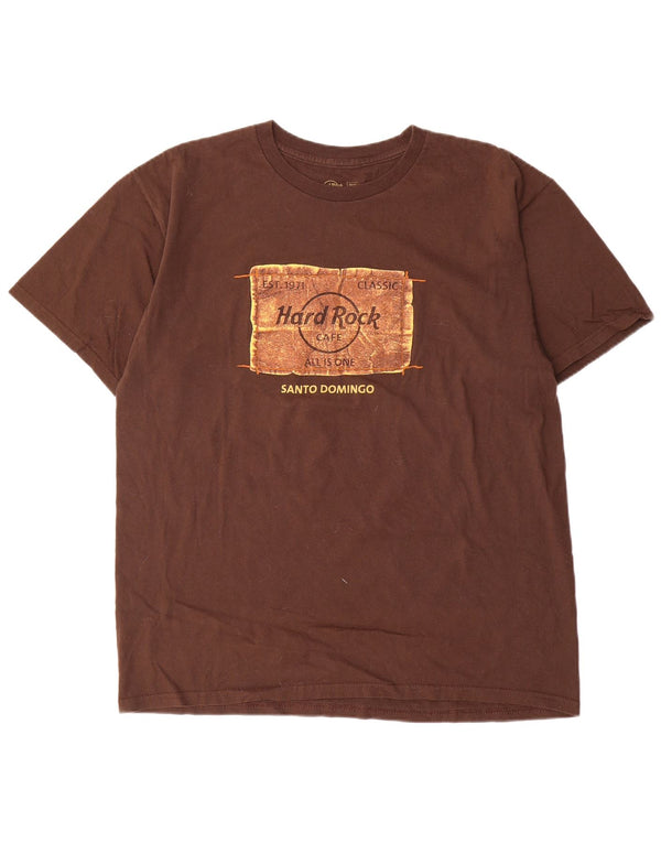 Hard Rock Cafe Hommes Santo Domingo T-Shirt Graphique Haut Grand Coton Marron