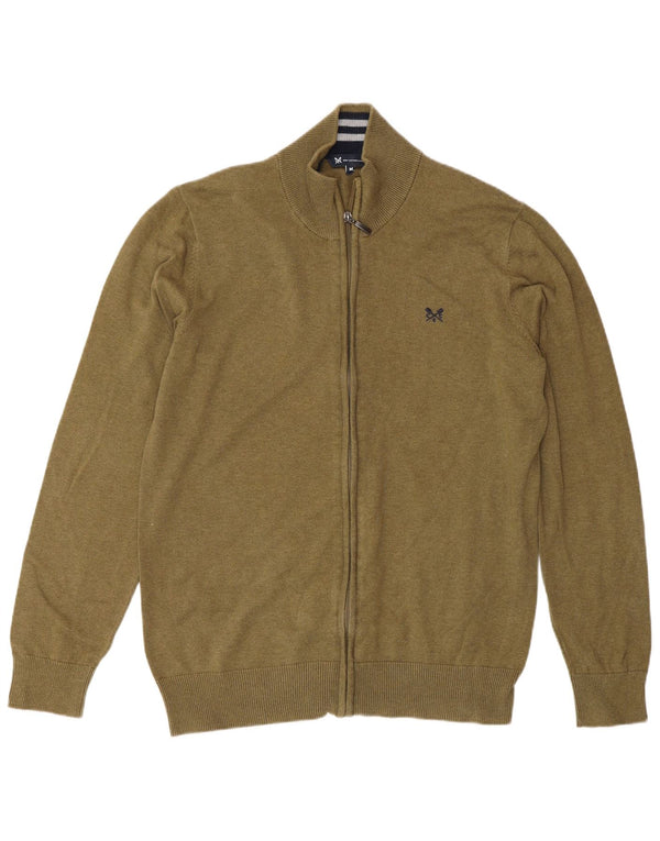 Crew Clothing Pull Cardigan Homme Kaki Moyen Coton