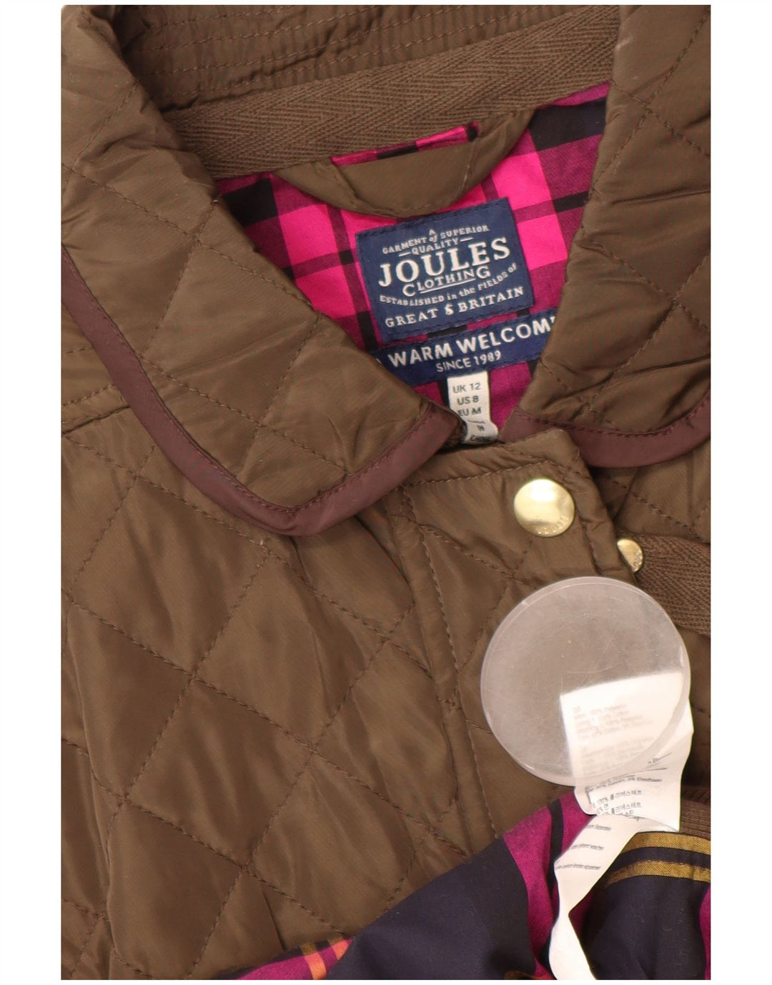 JOULES Gilet matelassé pour femme UK 12 Marron moyen Polyester