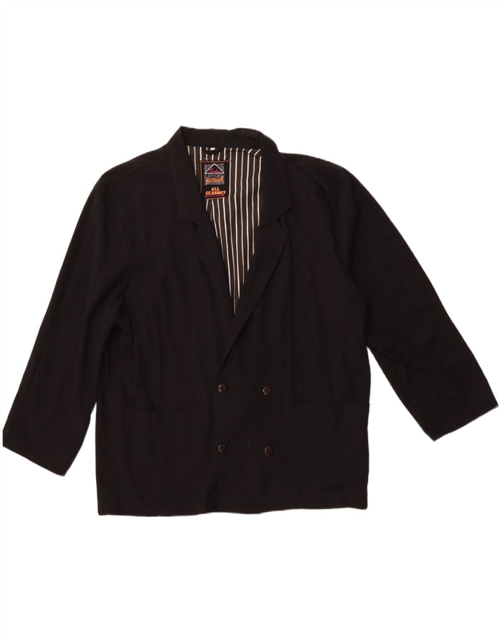 VINTAGE Veste Blazer Double Boutonnage Homme UK 42 XL Polyester Noir