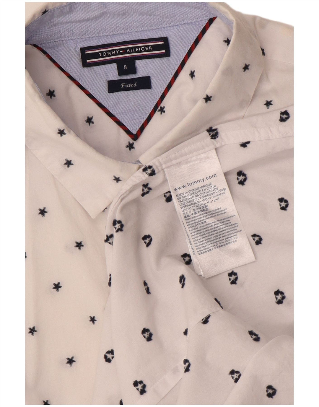 Tommy Hilfiger Chemise Femme US 8 Medium Blanc Tacheté Coton