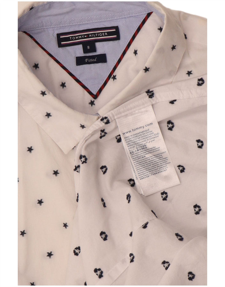 Tommy Hilfiger Chemise Femme US 8 Medium Blanc Tacheté Coton