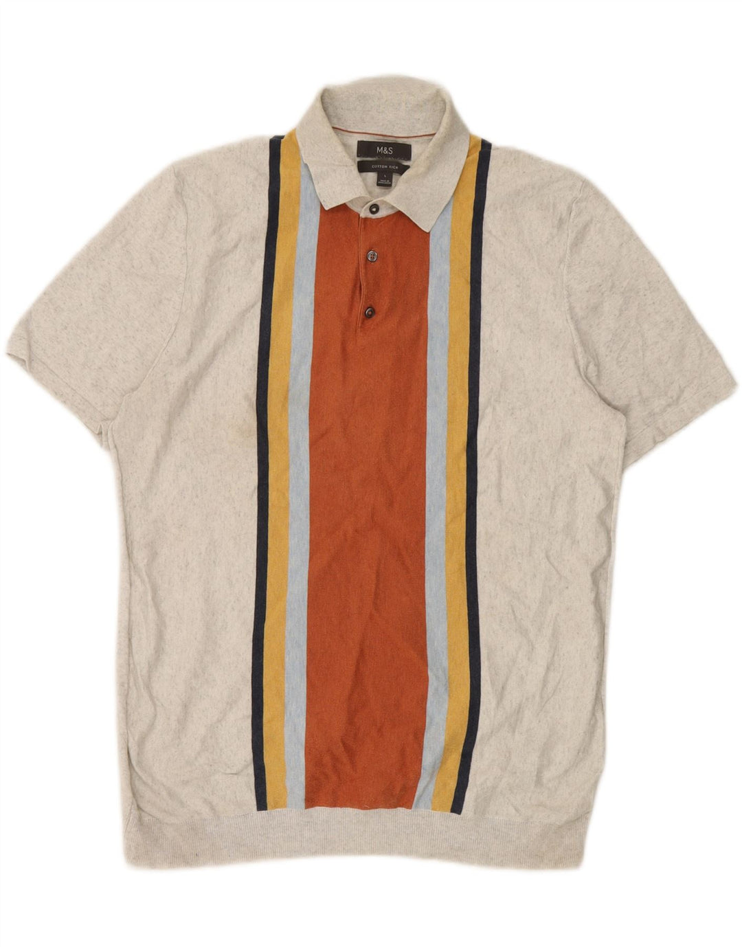 Marks & Spencer Polo Homme Grand Gris Rayé Coton