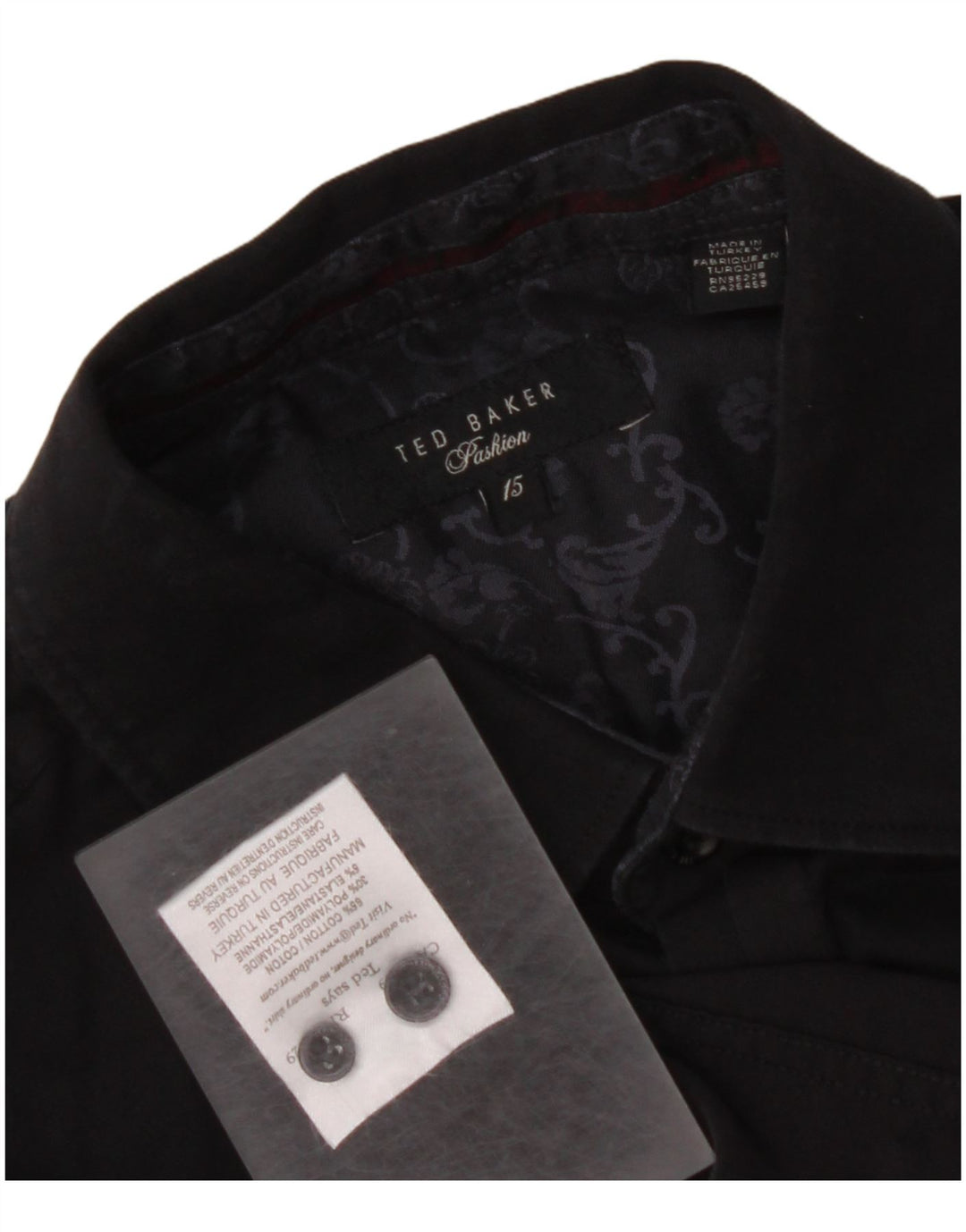 TED BAKER Chemise Homme Taille 15 Coton Noir Moyen