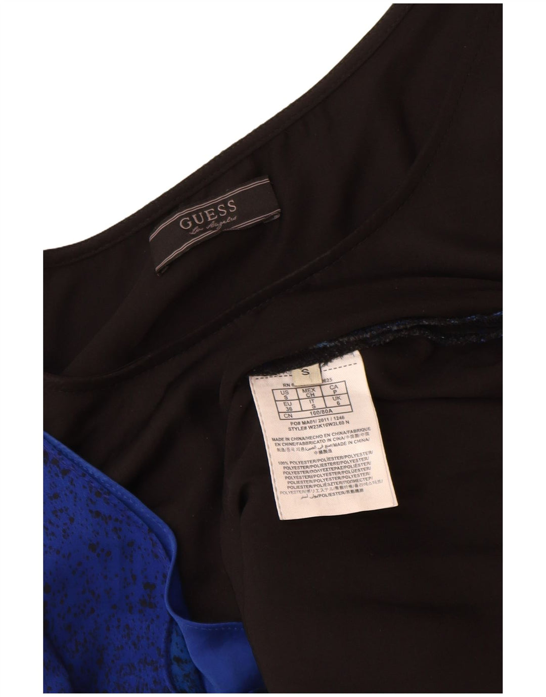 Guess Robe droite sans manches pour femme UK 6 XS Noir Polyester