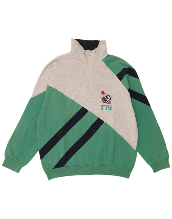 Campagnolo Sweat-Shirt Col Zippé Homme Vert Moyen Colourblock