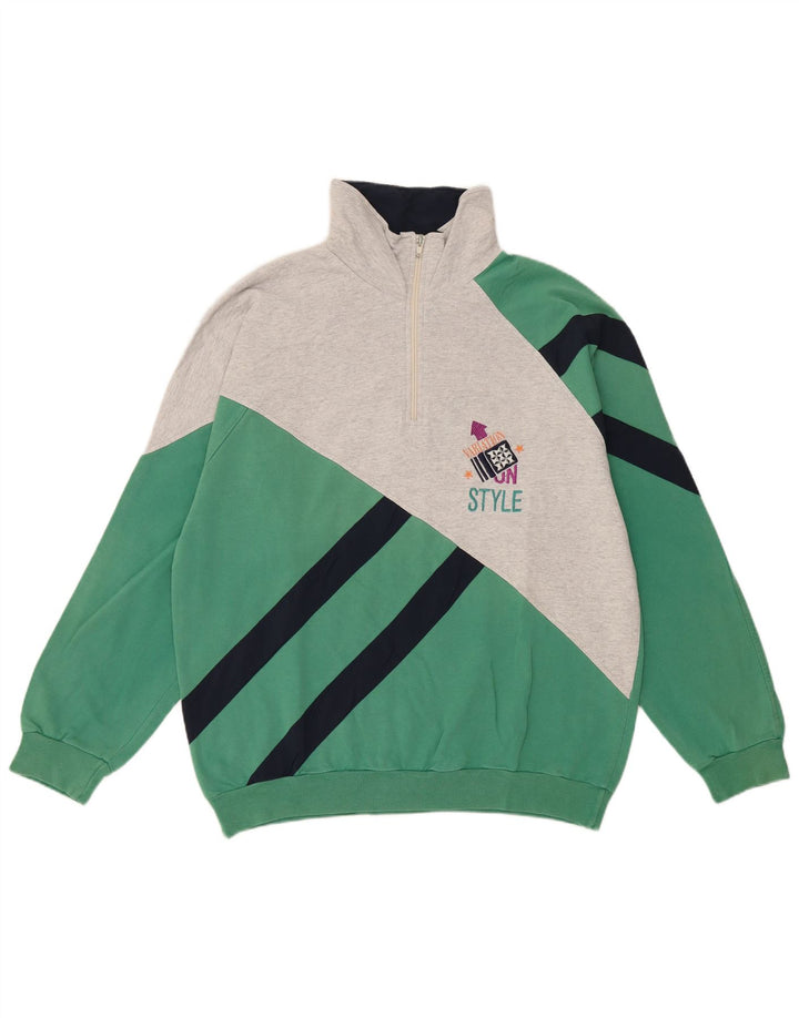 Campagnolo Sweat-Shirt Col Zippé Homme Vert Moyen Colourblock