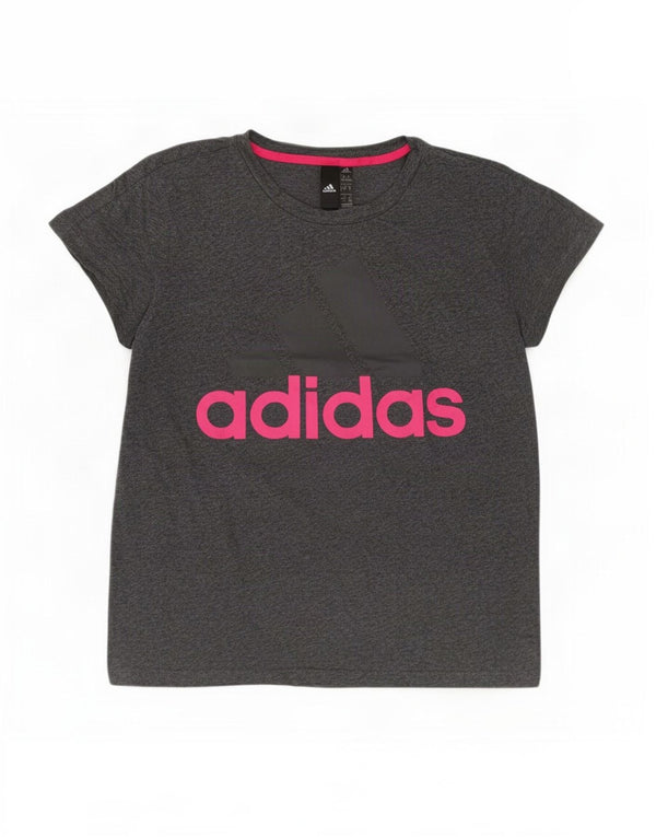 Adidas T-shirt graphique pour femme UK 16/18 Large Gris Coton