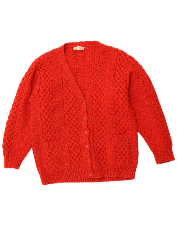 VINTAGE Pull Cardigan Femme UK 16 Grand Orange