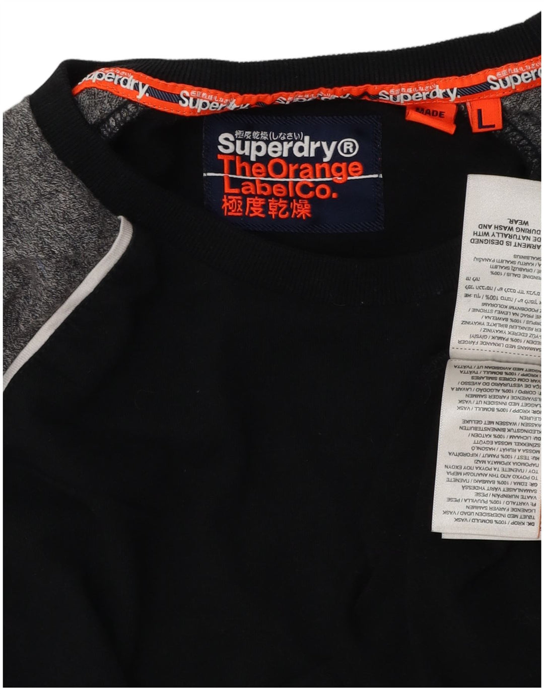 SUPERDRY Haut Homme Manches Longues Large Noir Colourblock Coton