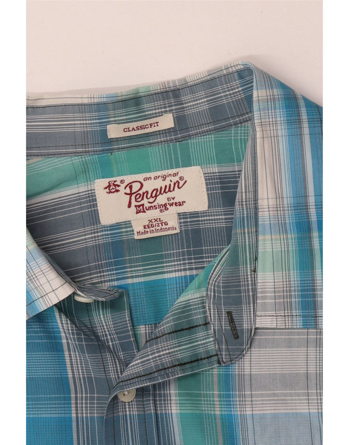 Penguin Chemise coupe classique pour homme 2XL à carreaux bleus