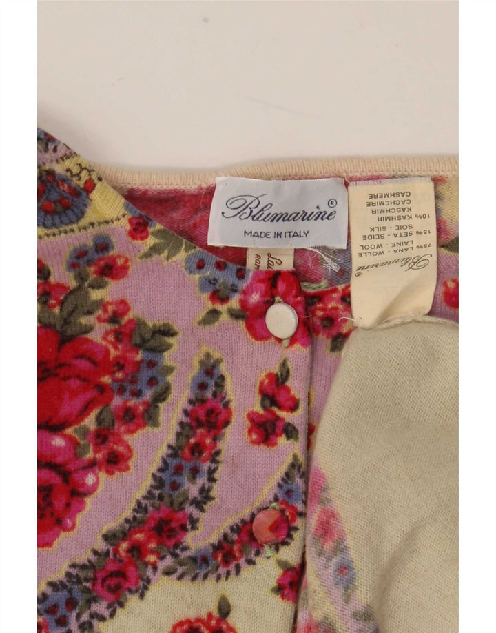 Blumarine Femme Cardigan Pull IT 46 Grande Laine Florale Multicolore
