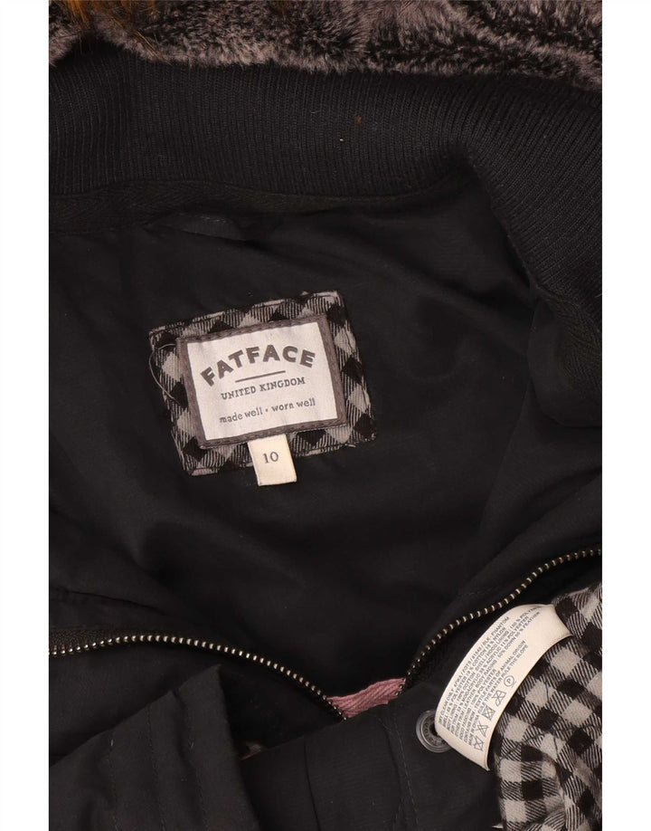 Fat Face Manteau rembourré à capuche pour femme UK 10 Petit Noir Polyester