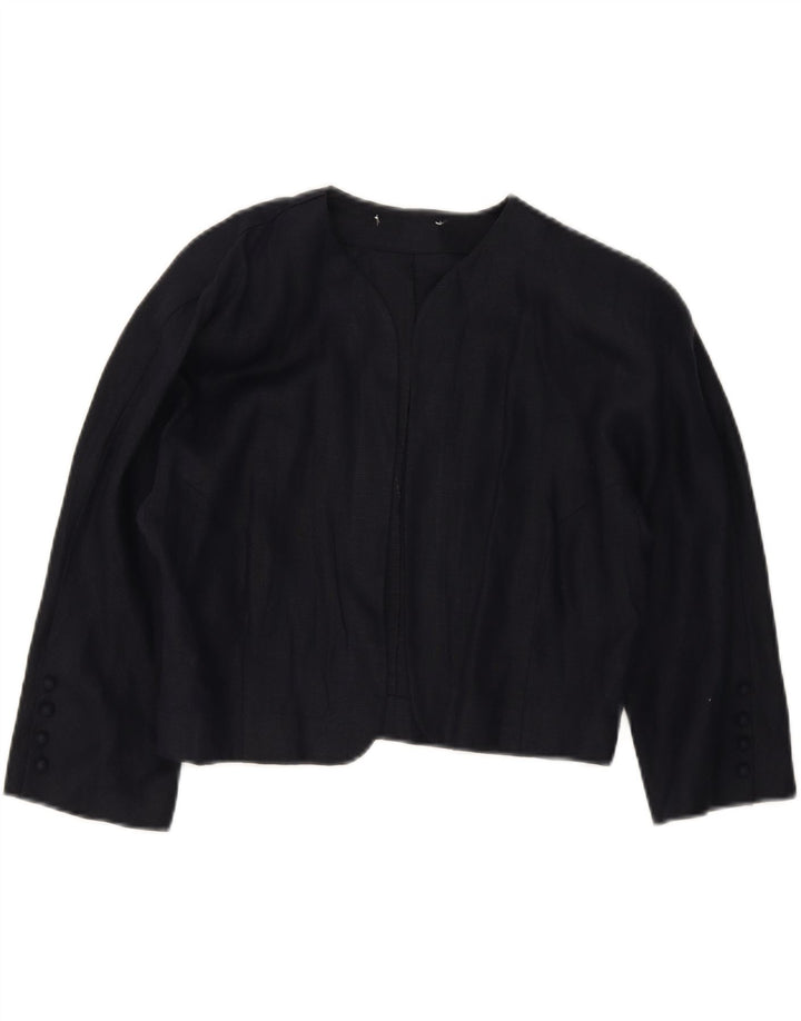 VINTAGE Womens 3/4 Sleeve Open Bolero Jacket UK 14 Medium Navy Blue Vintage Vintage and Second-Hand Vintage from Messina Hembry 
