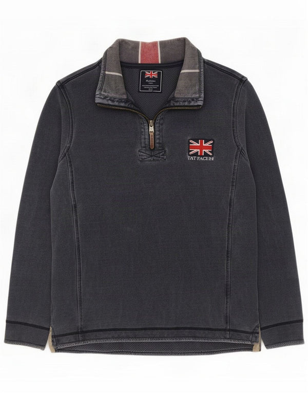 Fat Face Sweat-shirt à col zippé pour homme, grand coton bleu