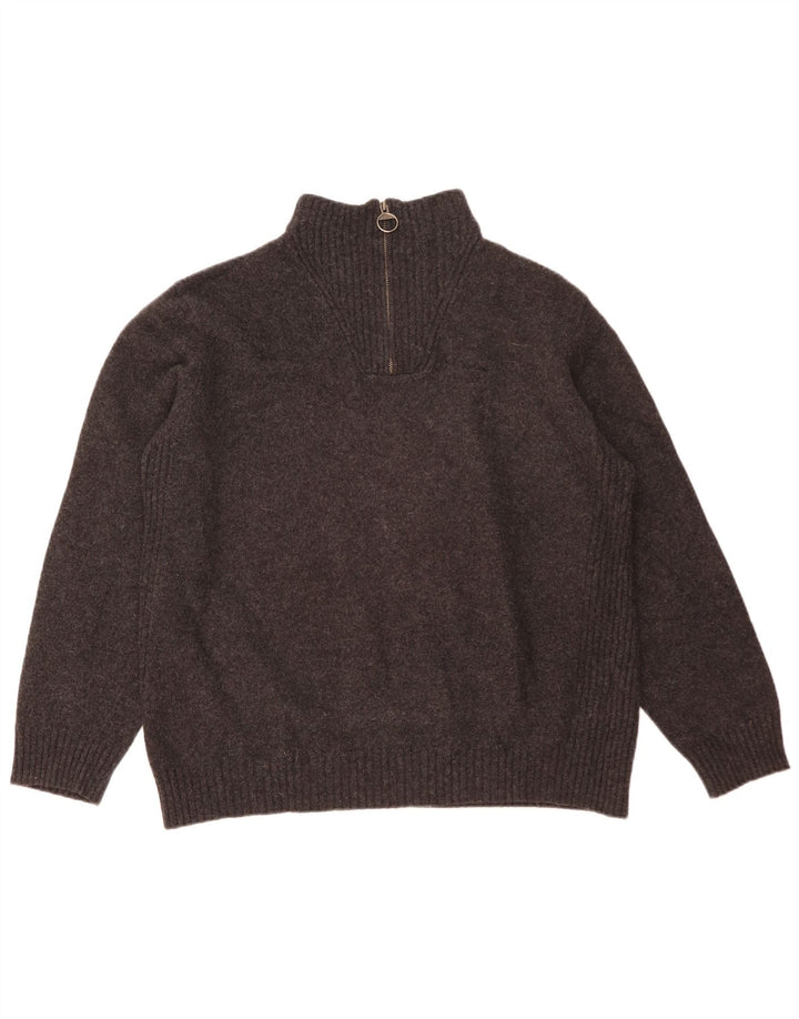 Barbour Pull à col zippé pour femme UK 20 2XL Gris Laine