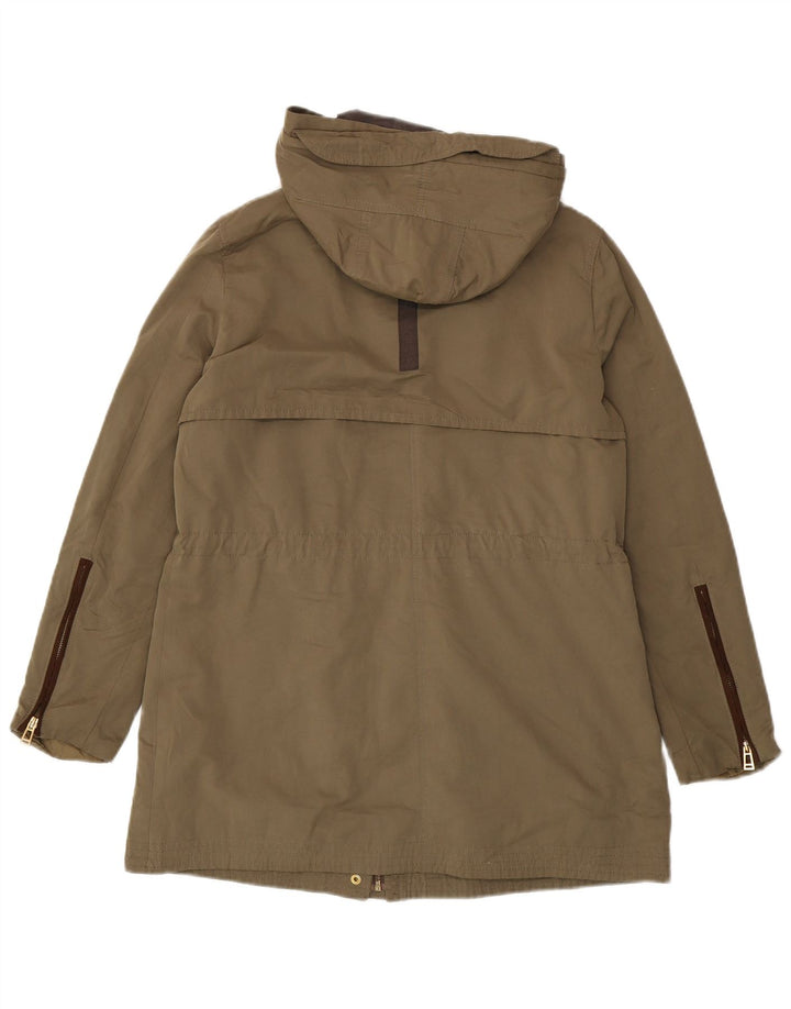 Zara Parka à capuche pour femme UK 16 Large Kaki Polyester
