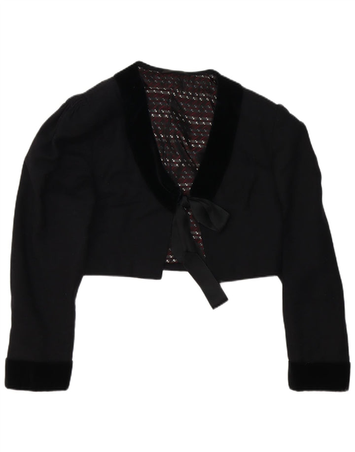 vintage Womens Crop Bolero Veste UK 14 Moyen Noir