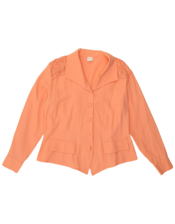 VINTAGE Chemisier Femme IT 48 XL Orange Viscose