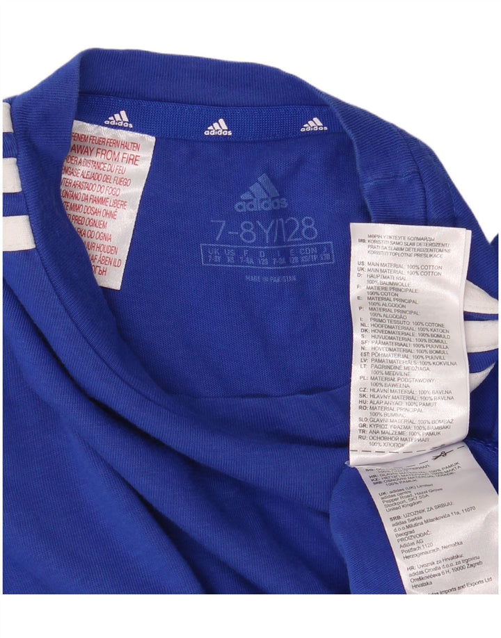 Adidas T-Shirt Top Garçon 7-8 ans Bleu Coton
