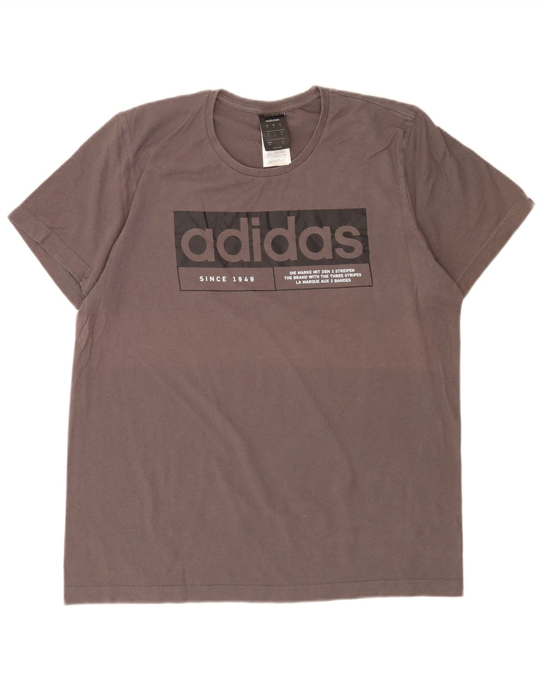 Adidas T-Shirt Graphique Homme Gris Moyen Coton