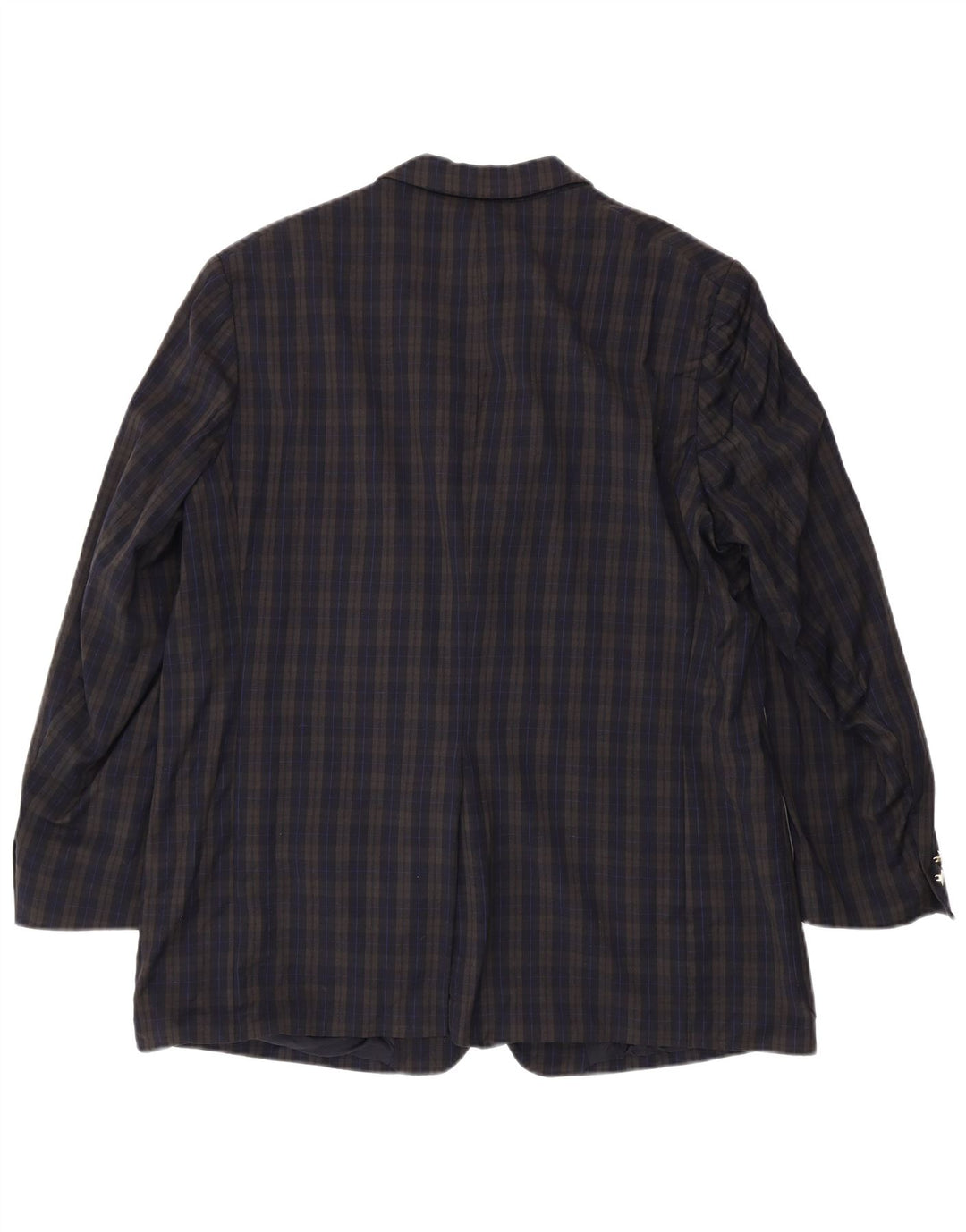 Burberrys Veste blazer à 2 boutons pour homme UK 46 3XL Bleu marine à carreaux en laine vierge