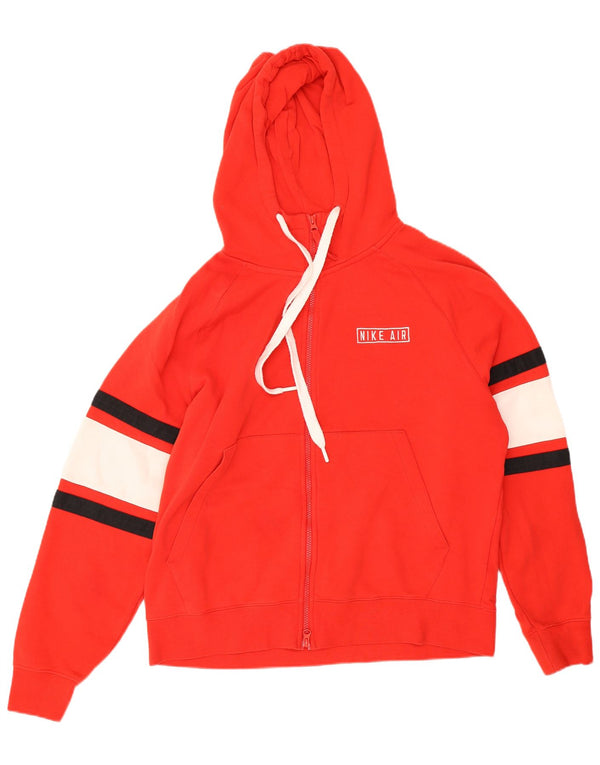 Nike Pull à capuche zippé pour homme en coton color block Rouge Large
